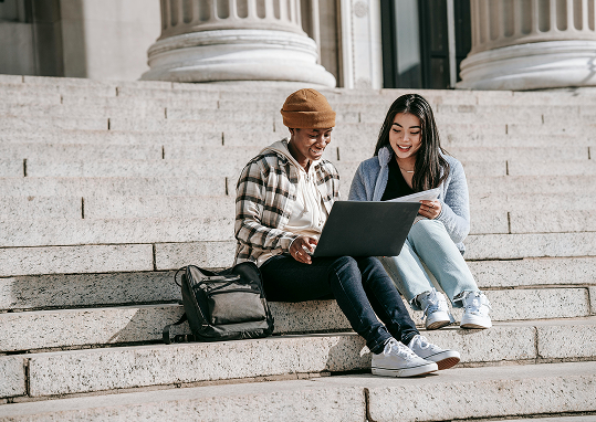 Person sitting on steps
